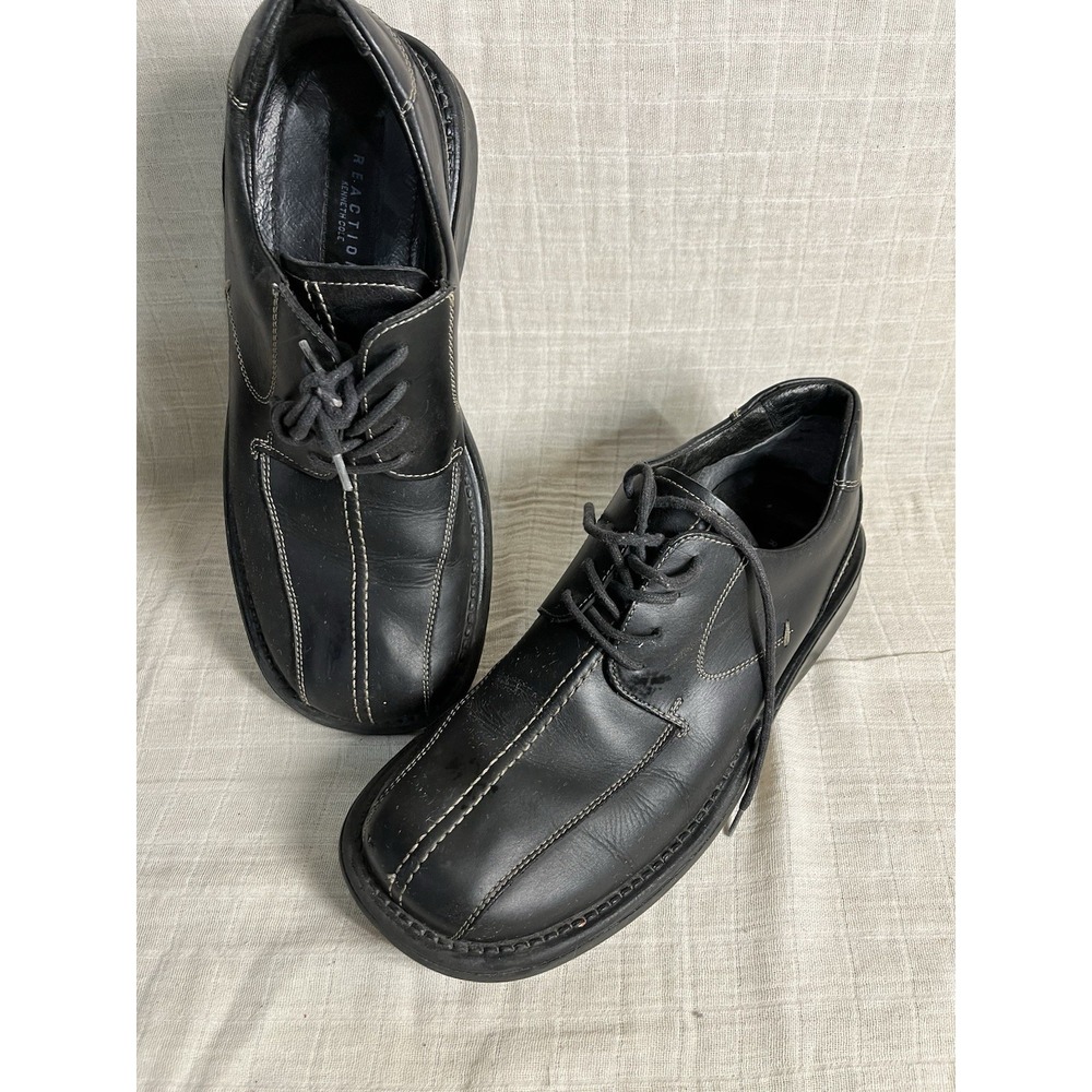 Kenneth Cole Reaction Black Leather Lace Up Oxfords Mens Size 9.5 Men's